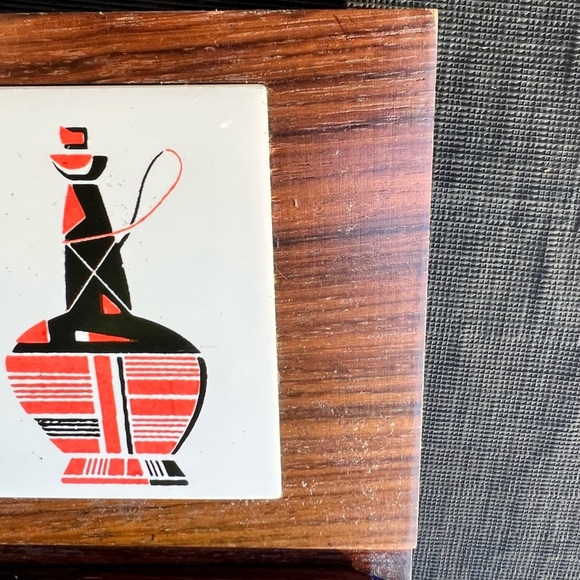 Vintage MCM Made In Japan Tile Cheese Board & Cheese Knife - Picture 8 of 9